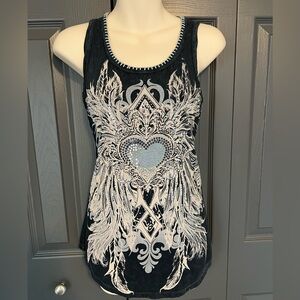 B7-29 Vocal Dark Navy Winged Heart Tank Top